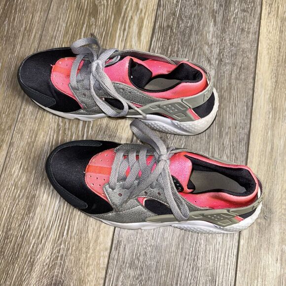 Nike Huarache Run Youth US Size 5Y Hot Punch Pink Wolf Gray 654280-600 Shoes - Picture 6 of 11